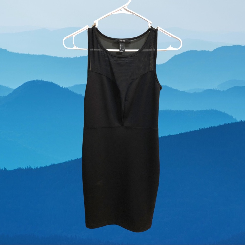 F21 black mini dress plunge neckline size small